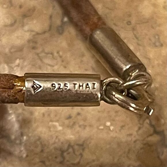 Retired Silpada Square Natural Amber Sterling Silver Slide Silpada Leather Cord - Picture 15 of 16